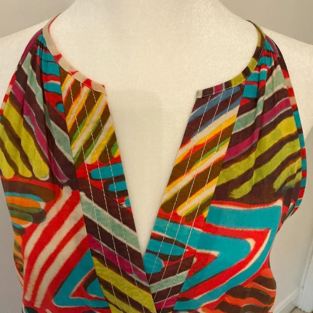 J. Crew Collection Lined Geo Multicolor Brushstroke Halter Dress - Size 2 - Picture 5 of 6